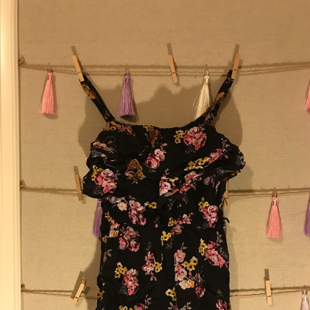 Girls Floral Romper with Lace